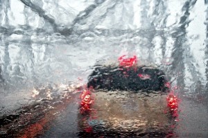 Rain on windshield, on a bridge (Bob Jagendorf/Flickr)