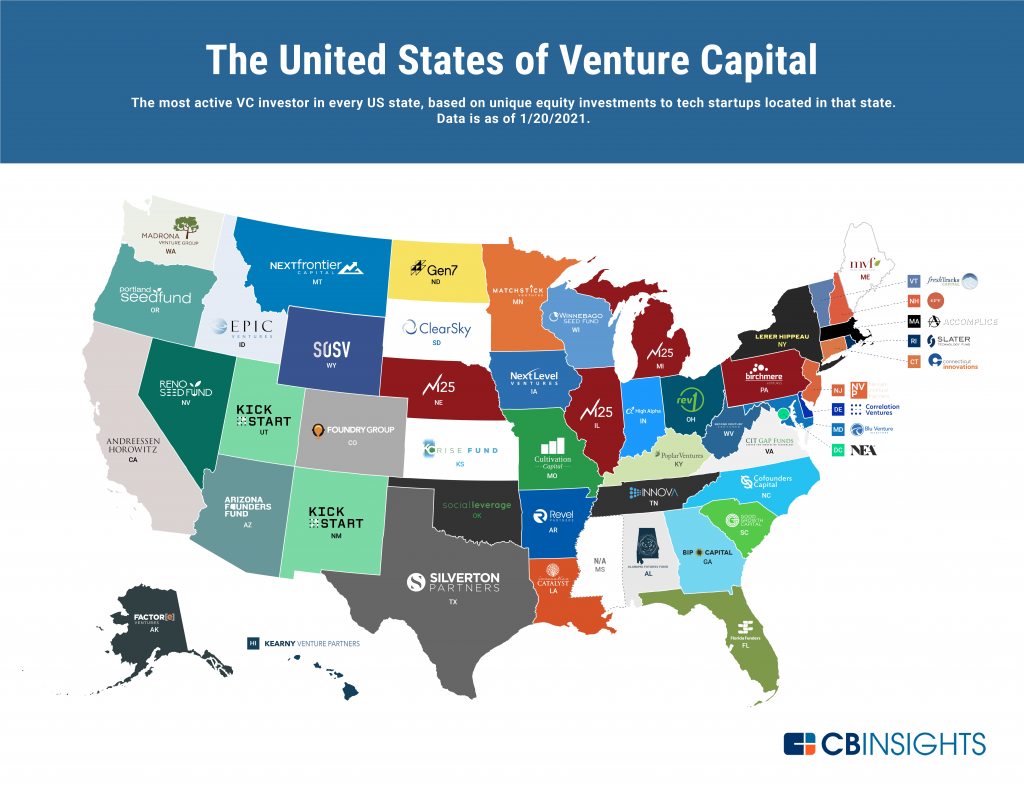Venture investors in each state